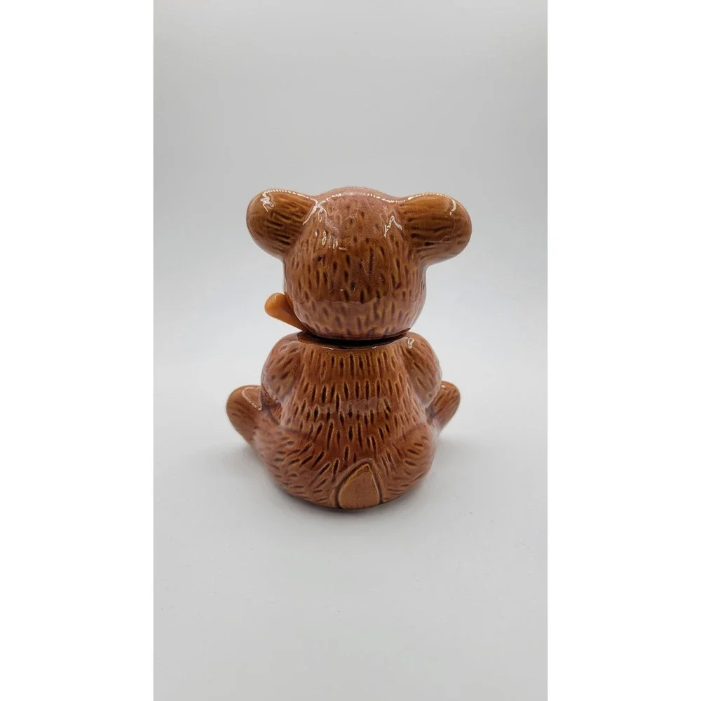 Vintage 1980's Ceramic Honey Bear Pot Jar Lidded Canister‎ Brown